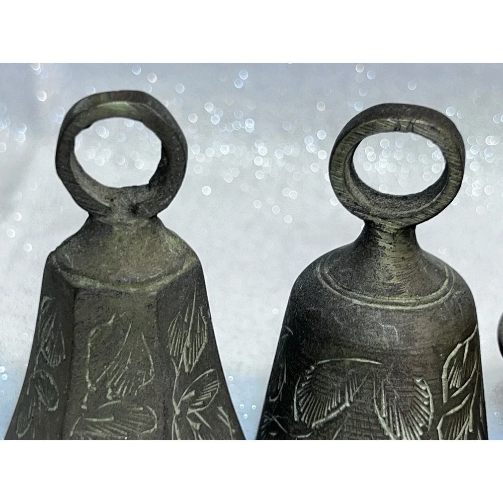 1 CLAW AND 2‎ BRASS HAND ETCHED BELLS FROM INDIA ALL ARE 2